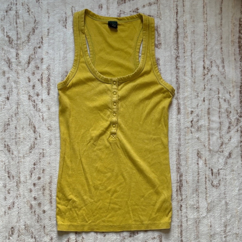 Wild Fable Mustard Button-Front Tank Top
